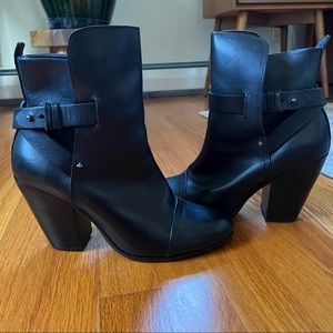Rag & Bone Black Leather Harrow Booties Size 8